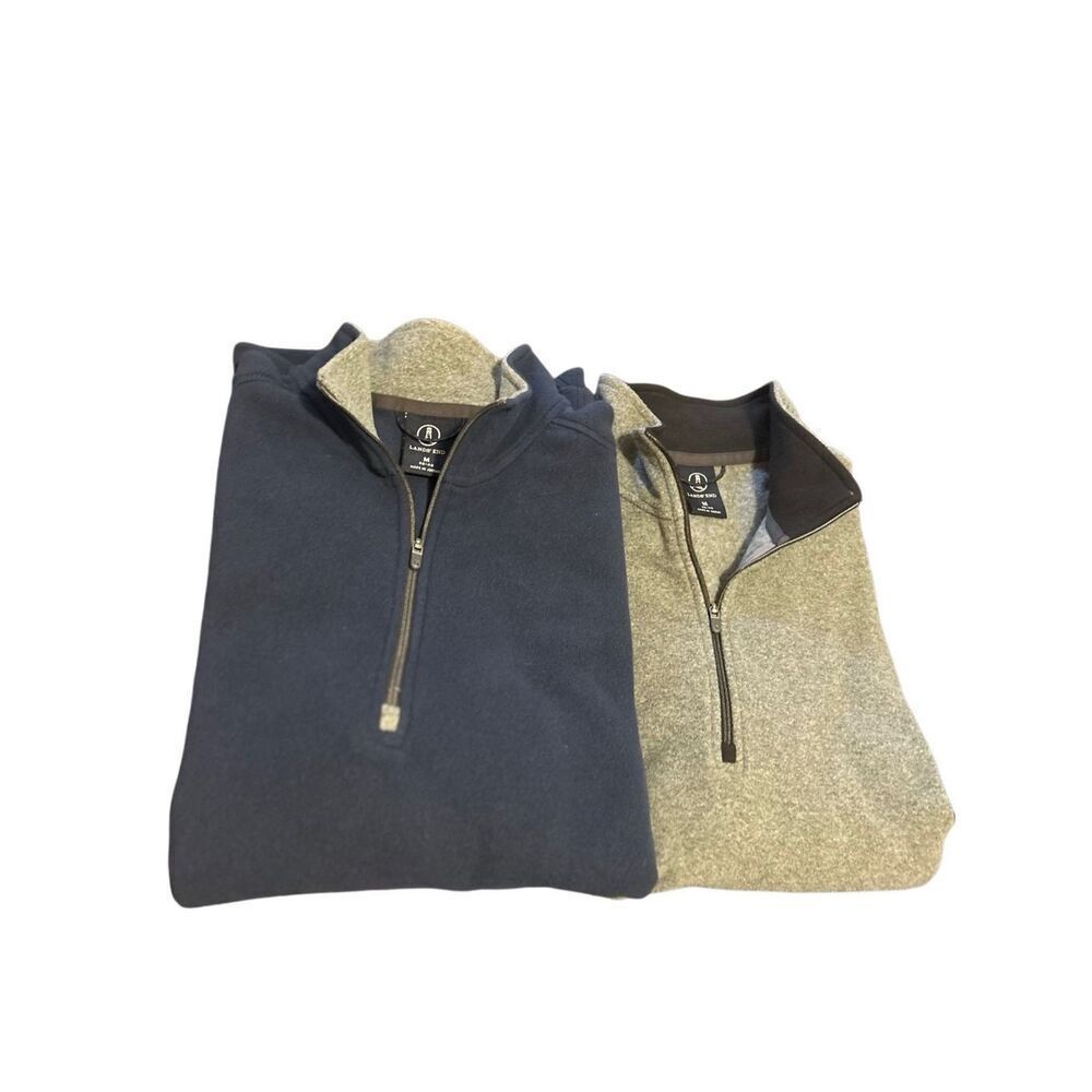 Lands’ End LOT of 2 Fleece Jackets Women’s Size M 38-40 Blue/Gray Jackets